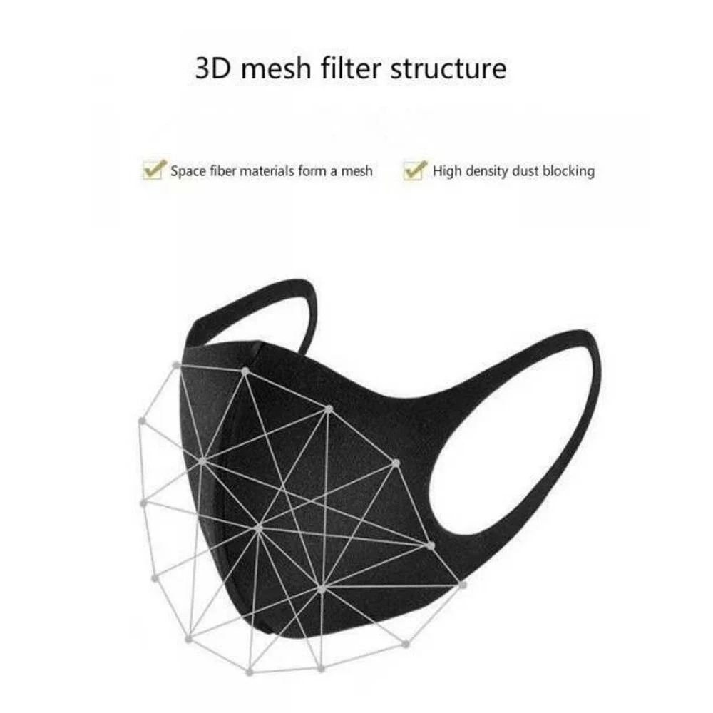Fashion Mask 10 Pack Unisex OS Black New Washable Reusable Breathable Elastic